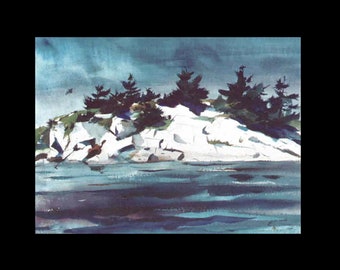 Andrew Wyeth: "Royal Blue Day", Extremely Rare Vintage Bookplate Print, Painting Circa 1939. Matboard Mounted. Wyeth Art; Wyeth Art Print