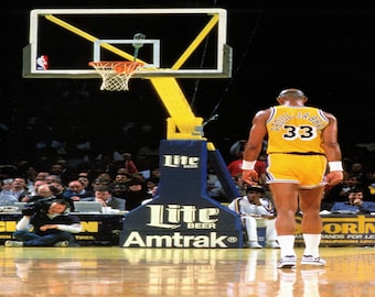 Kareem Abdul-Jabbar, Final Game", Extremely Rare Original Bookplate Print, Photograph Date 1989. Kareem Abdul-Jabbar; Basketball Art Print