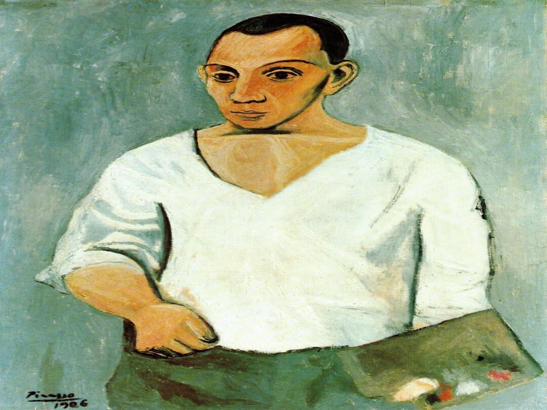 Pablo Picasso self portrait With Palette Extremely Rare Original pablo-picasso-self-portrait-with-palette-extremely-rare-original