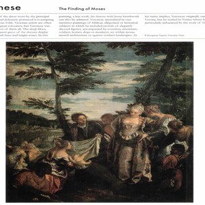 Veronese: “The Finding Of Moses&quot; Extremely Rare Original Bookplate Print, Painting Circa 1580. Religious; Religious Art; Religious Art Print