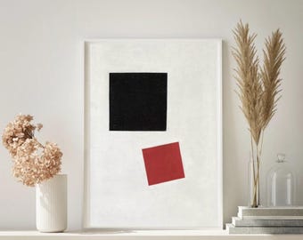 Impresión artística Giclée; "Cuadrado negro y cuadrado rojo" de Kazimir Malevich; Impresión artística; Impresión Giclée; Arte expresionista; Arte expresionista