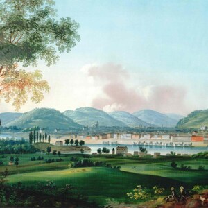 John Caspar Wild: &quot;Cincinatti Behind Newport Barracks&quot;, Extremely Rare Bookplate Print, Painting Circa 1836; Realism Art Print; Realism Art