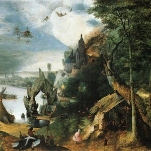 Bruegel the Elder: “The Temptation Of St. Anthony&quot;, Extremely Rare Original Bookplate Print, Painting Circa 1575. Religious Art Print