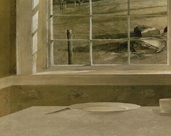 Andrew Wyeth: "Afternoon Lunch", Extremely Rare New Full Page Bookplate Print, Painting Circa 1959. Wyeth; Wyeth Print; Wyeth Art; Americana