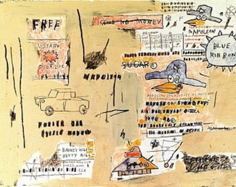 Jean-Michel B.: “Napoleon Stereotype As Portrayed", Extremely Rare Bookplate Print, Painting Circa 1982. Basquiat Art Print; Basquiat