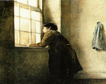 Andrew Wyeth: “Tormenta de hielo”, ex libris original extremadamente raro, pintura de alrededor de 1971. Arte Wyeth; Grabado Wyeth; Grabado artístico Wyeth; Wyeth