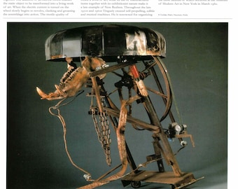 Jean Tinguely: “Trophy Of Chasse-Le-Golem", Extremely Rare Original Bookplate Print, Mixed Media Circa 1990. Contemporary; Contemporary Art