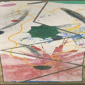 Michael Buthe: “Baghdad&quot;, Extremely Rare Original Vintage Bookplate Print, Painting Circa 1978.  Modern Art Print; Abstract Art