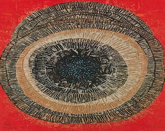 K.B. Hwang: "Fable-B2-1" Extremely Rare Original Vintage Bookplate Print, Mixed Media Circa 1971. Abstract; Abstract Art; Abstract Art Print
