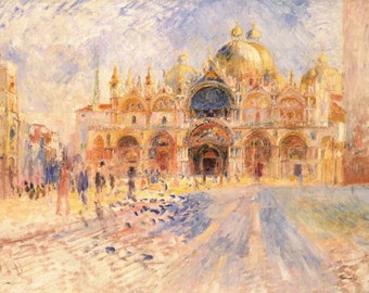 Pierre-Auguste Renoir: “Piazza San Marco", Extremely Rare Original Bookplate Print, Painting Circa 1881. Impressionist Art; Renoir Art Print