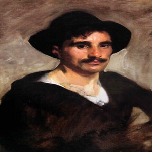 John Singer Sargent: &quot;Gondolier&quot;, Extremely Rare Vintage Bookplate Print, Painting Circa 1905. Sargent Art; Sargent Portraits