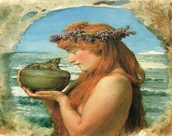 Sir Lawrence Alma-Tadema: “Pandora", Very Rare Vintage Bookplate Print, Painting Circa 1875.