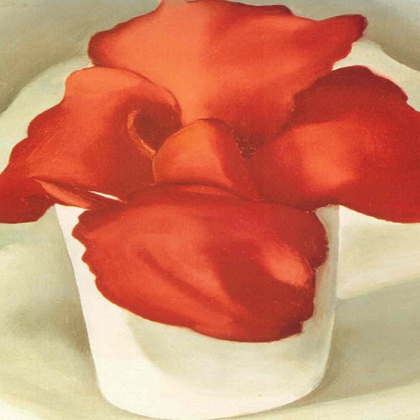 Georgia O’Keeffe: “Red Gladiola In White Vase", Extremely Rare Original Bookplate Print, Painting Circa 1928. O'Keeffe Art; Modern Art Print