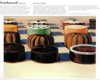 Wayne Thiebaud: “Various Cakes", Extremely Rare Original Bookplate Print, Painting Circa 1981. Modern Art; Modern Art Print; Modern Print