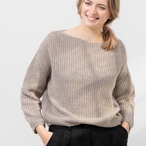Wool and cotton blend sweater, Knit wool/cotton summer sweater, Knitted cotton jumper in beige, Knitted summer sweater,Wool blend jumper