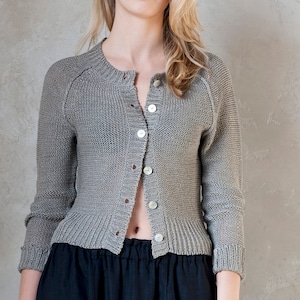 Cardigan en lin, Pull en lin tricoté, Cardigan d’été en lin, Vêtements en lin pour femmes, Pull boutonné, Tricot biologique pour femmes, Bio