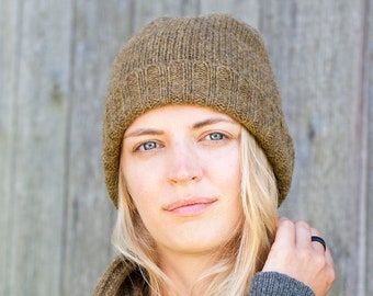 Unisex WOOL BEANIE, Thick wool winter hat, Knit winter hat in bronze, Organic wool beanie, Unisex hat, Winter apparel