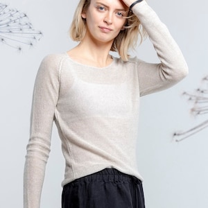 SALE Linen jumper, Knitted linen sweater in beige, Linen summer jumper, Organic linen top for women, Knit linen pullover