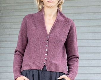 Cardigan in LANA, cardigan con bottoni lavorato a maglia, Regalo per lei, giacca di lana corta, cardigan dalla vestibilità rilassata, giacca di lana con bottoni in rosso