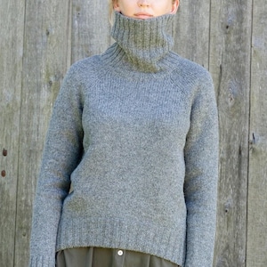WOOL turtleneck SWEATER, Relaxed fit wool pullover, Knitted wool jumper, Thick and warm jumper, Women knitwear, Natural grey sweater