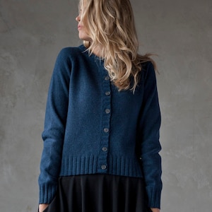 WOOL CARDIGAN, Handmade wool sweater, Natural blue wool cardigan, Hand knitted wool top, Organic wool cardigan, Soft wool sweater, Organi