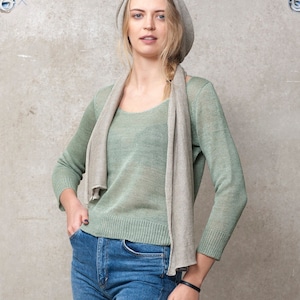 Linen sweater, Knit linen sweater, Linen summer jumper, 3/4 sleeve sweater, Linen clothing for women, Women organic knitwear,Summer clothing