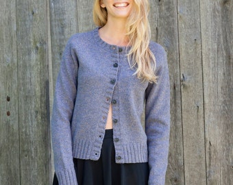 Wool cardigan, Handmade wool sweater, Natural violet wool cardigan, Hand knitted wool top, Organic wool cardigan, Soft wool sweater