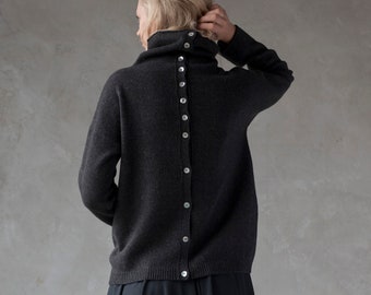 Back button hotsell sweater