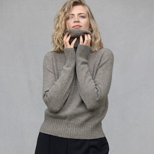 WOOL turtleneck SWEATER, High turtleneck pullover, Knitted wool jumper, Thick and warm jumper in brown, Women knitwear, Mulesing free wool