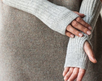 Scaldapolsi, scaldapolsi in lana lavorata a maglia, scaldamani in lana d'agnello, guanti in maglia senza dita, accessori invernali da donna, guanti invernali a coste