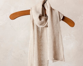 Linen SCARF, Knit scarf, Unisex shawl, Knit linen summer scarf, Organic linen accessories, Linen scarves, Organic linen scarf, Women's scarf