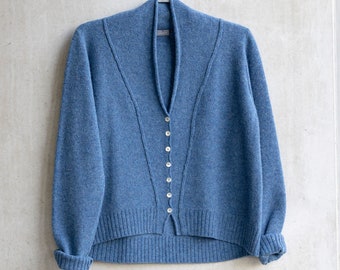 WOOL cardigan, Knitted button down cardigan, Gift for her, Short wool jacket, Relaxed fit cardigan, Buttoned jacket in blue, Knitted cardi