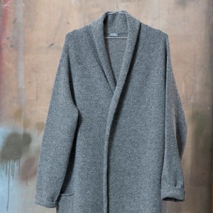 Long WOOL CARDIGAN, Long wrap cardigan, Knitted wool jacket, Long wool coat, Knit women coat, Long natural wool cardigan, Organic wool