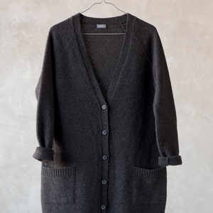 Long WOOL CARDIGAN, Handmade wool sweater, Long wool button up cardigan, Hand knitted wool sweater with pockets, Organic soft wool cardigan