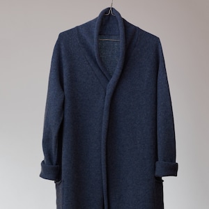 Long WOOL CARDIGAN, Long wrap cardigan, Blue knitted wool jacket, Long wool coat, Knit women coat, Long natural wool cardigan, Organic wool