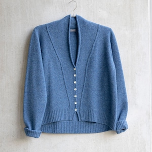 WOOL cardigan, Knitted button down cardigan, Gift for her, Short wool jacket, Relaxed fit cardigan, Buttoned jacket in blue, Knitted cardi