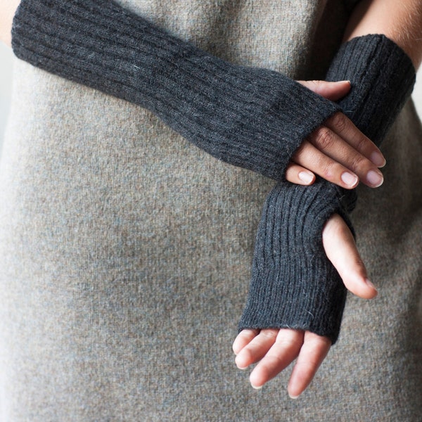 Wrist warmers, Knit wool wrist warmers, Lambs wool hand warmers, Fingerless knit gloves, Women's winter accessories, Ribbed winter gloves