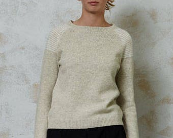Wool jumper, Handmade wool sweater, Natural light grey wool sweater, Hand knitted wool top, Organic wool pullover,Soft wool sweater