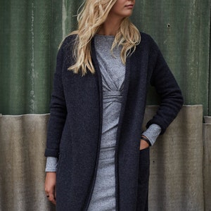 Long WOOL CARDIGAN, Long wrap cardigan, Grey knitted wool jacket, Long wool coat, Knit women coat, Long natural wool cardigan, Organic wool