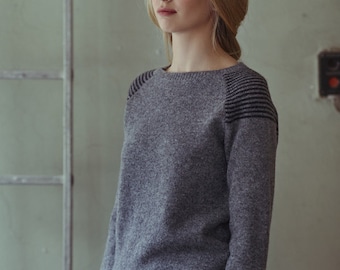 Wool jumper, Handmade wool sweater, Natural grey wool sweater, Hand knitted wool top, Organic wool pullover, Soft wool sweater