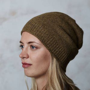 Slouchy beanie, Wool winter hat, Organic winter hat, Knit brown winter hat, Unisex slouch beanie, Unisex hat, Winter apparel, image 1