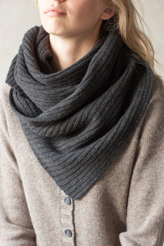 Knitted WOOL SCARF Wide Organic Wool Shawl Unisex Wool - Etsy