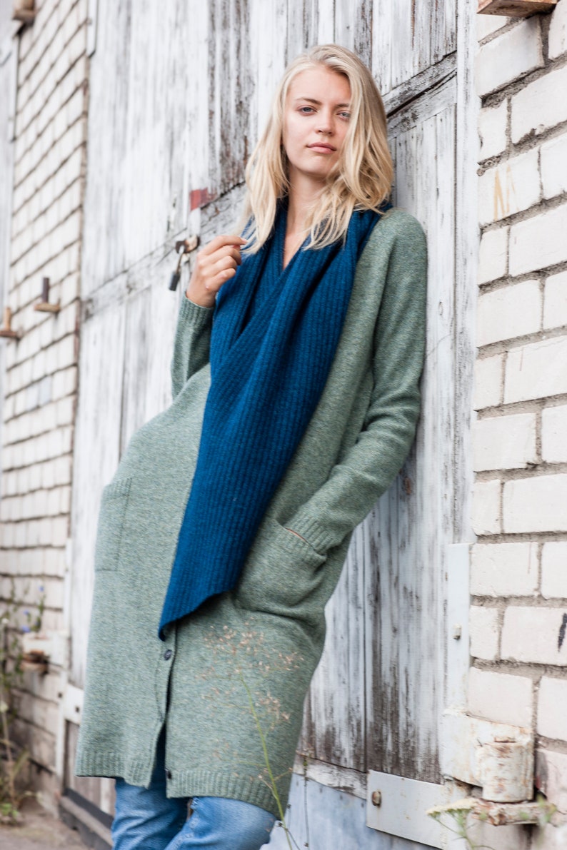 Long WOOL CARDIGAN Handmade wool sweater Long wool button up | Etsy