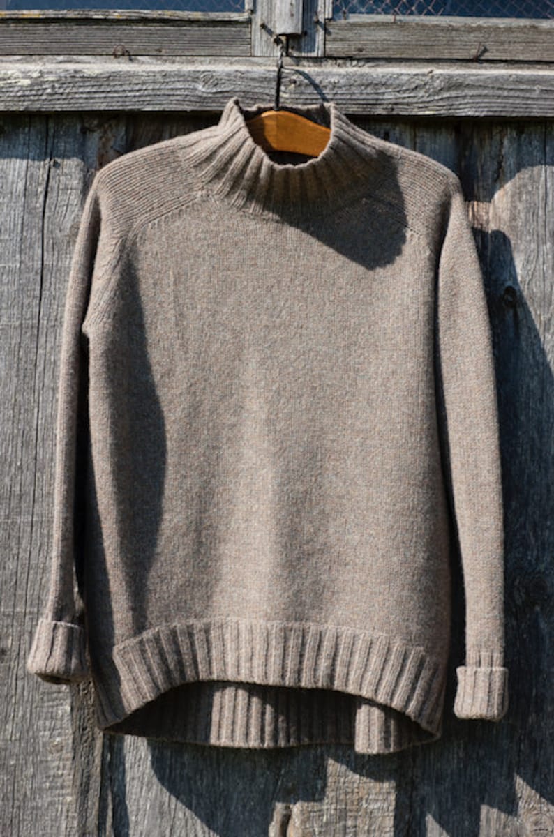 Thick WOOL SWEATER Stand up collar jumper Relaxed fit wool Etsy