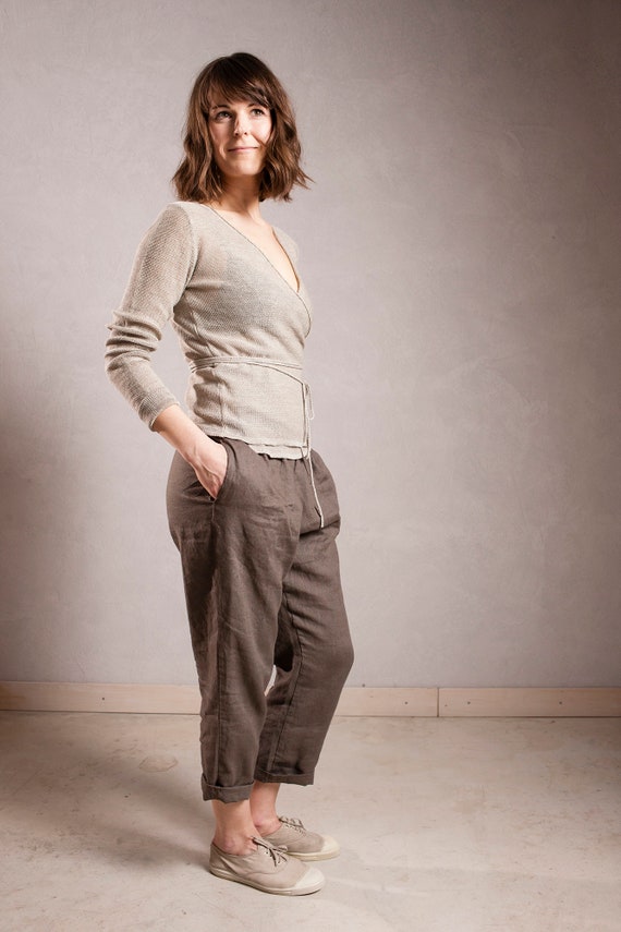 Linen Wrap Cardigan With Belt Knitted Linen Sweater Beige Summer Jacket Organic Linen Cardigan Knit Linen Jacket Linen Summer Wrap Etsy Canada