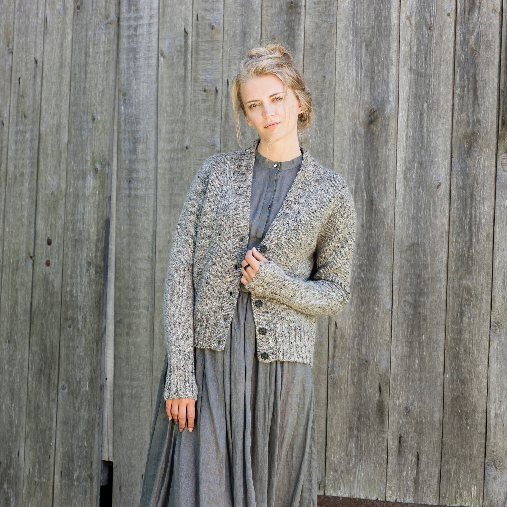 Wool Tweed Cardigan Thick Knit Cardigan 