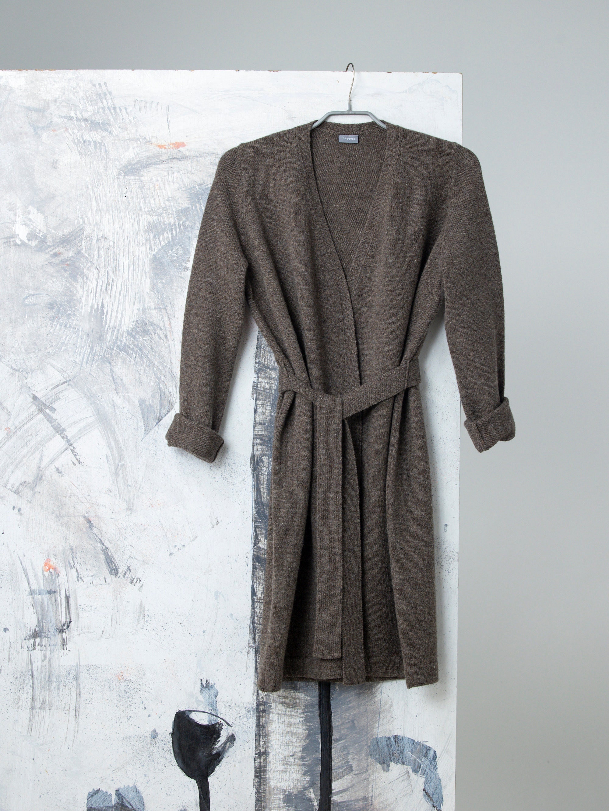 トップス Tied Long Wrap Wool Cardigan Sweater M Tied Long Wrap Wool Cardigan Sweater M