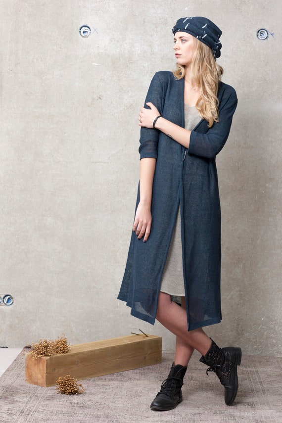 Long Linen Cardigan Linen Wrap Cardigan 