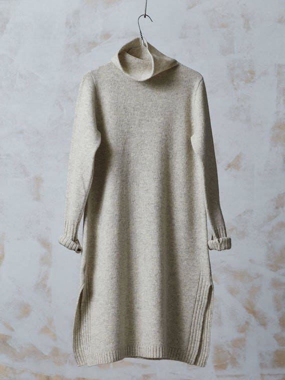 white turtle neck jumper dress