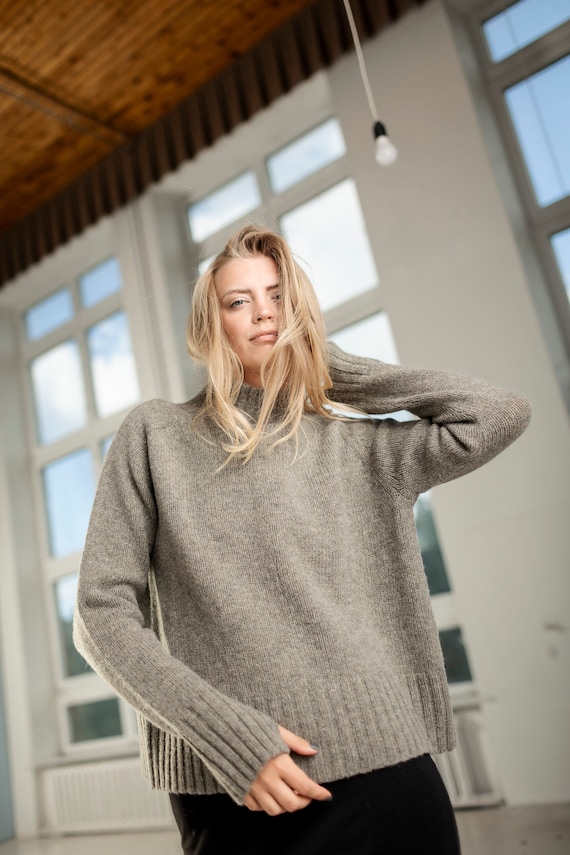 Comprar Jersey cálido de lana para mujer, jersey de manga larga